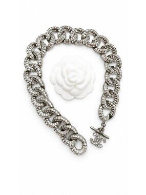 CHANEL STRASS CURB CHAIN CHOKER SHORT NECKLACE